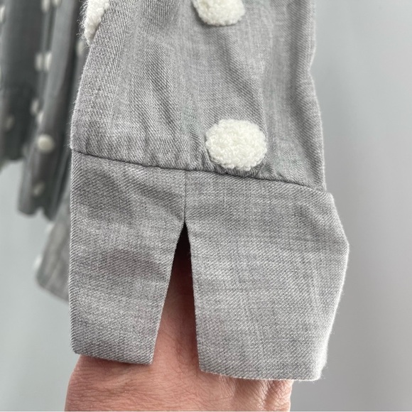 Zara Pom Polka Dot Babydoll Mini Contrast Dress Gray White Shirt Size Medium - Picture 9 of 15